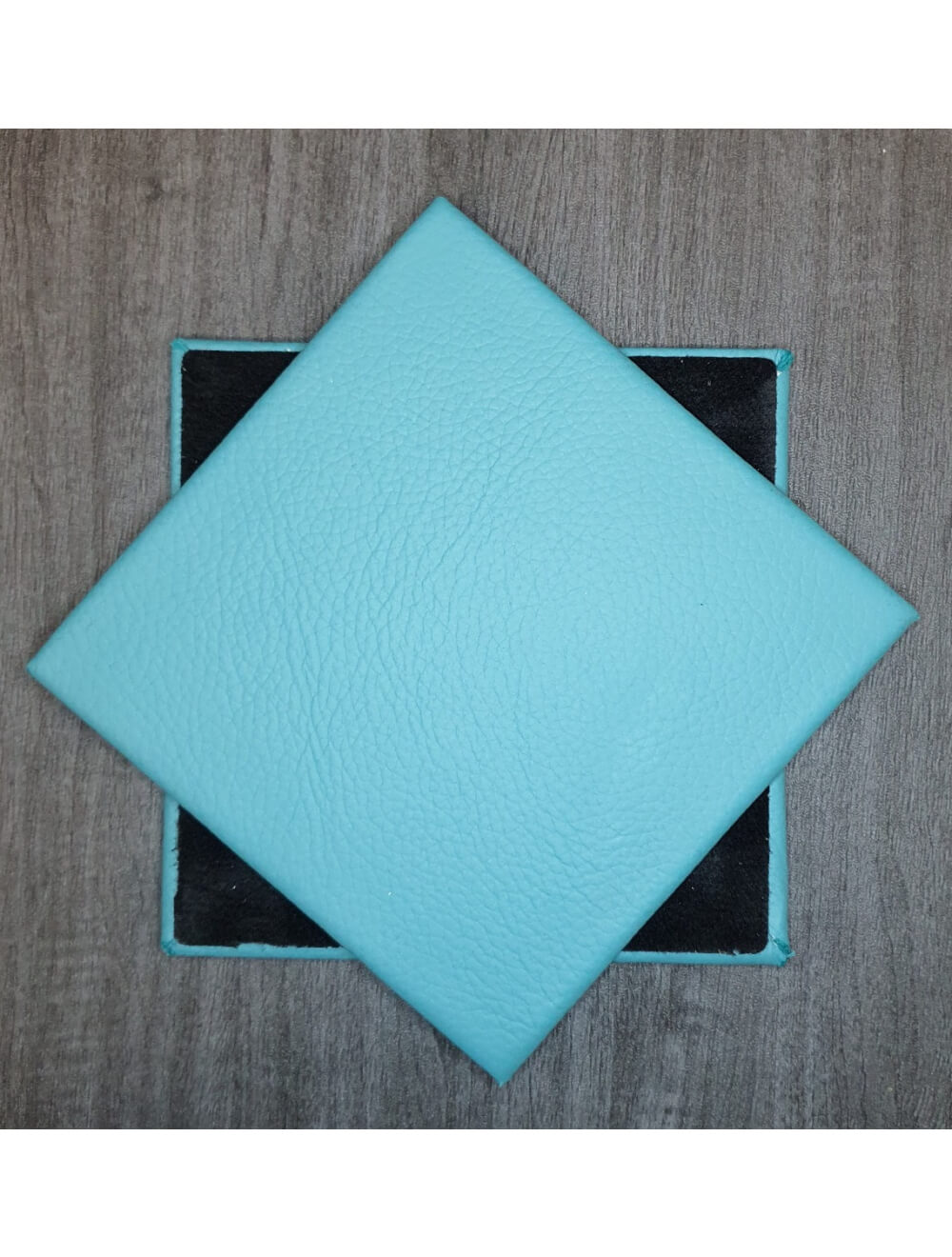 Dark Teal Shelly Leather Coaster- 10cm Sq (uitverkoopartikel)