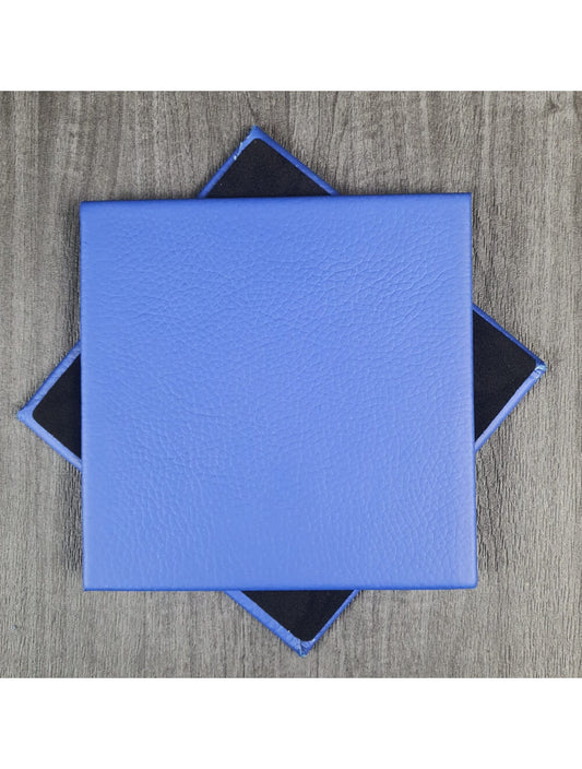 Deep Ultramarijn Shelly Leather Coaster- 10cm Sq (sale item)