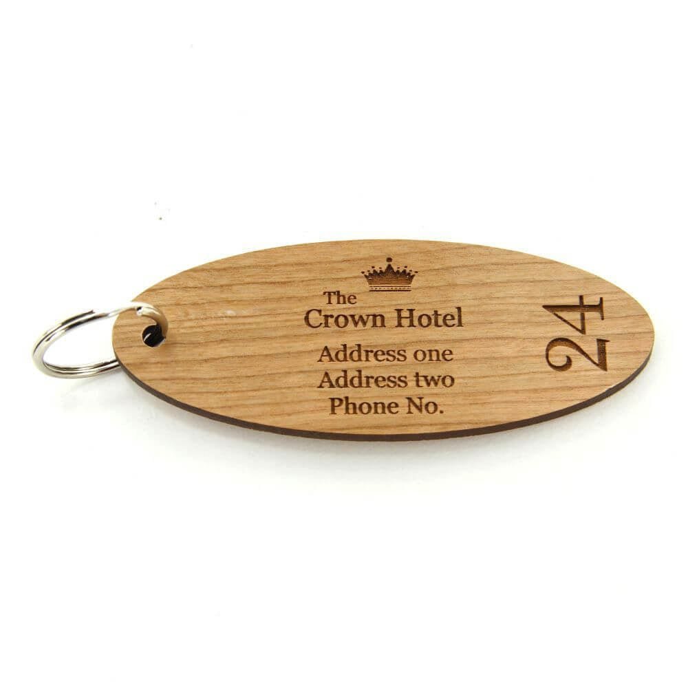 Key Fobs - Engraved Cherry Veneer Wood - bhma