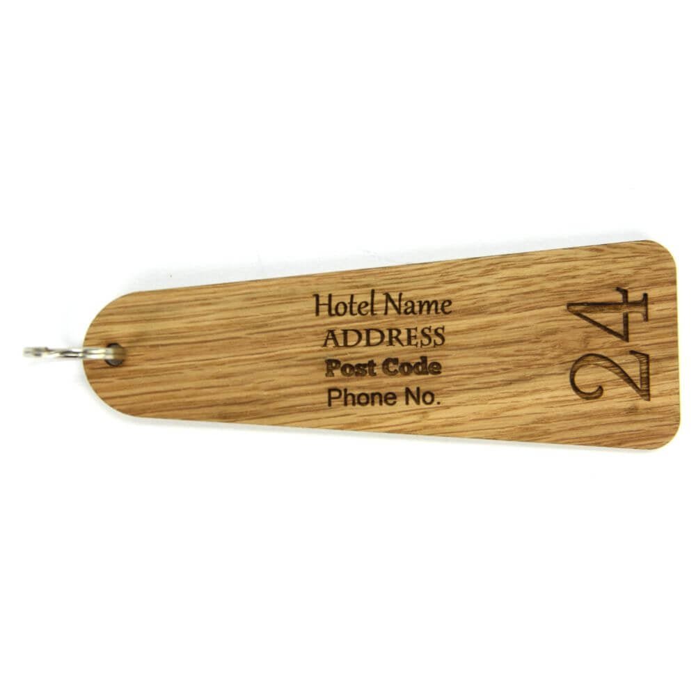 Key Fobs - Engraved Oak Veneer Wood - bhma