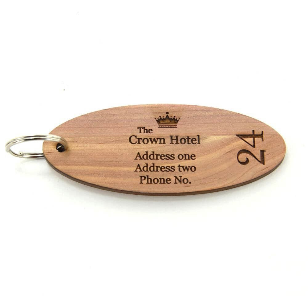 Key Fobs - Engraved Red Cedar Veneer Wood - bhma