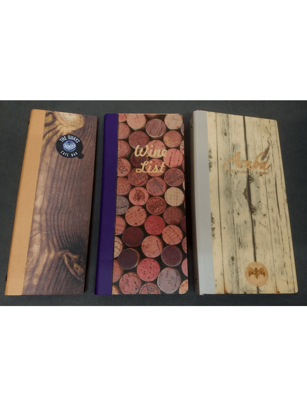 Houten menu omslag